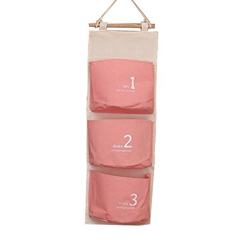 George Jimmy Wall Door Hanging Pocket Storage Bag Jewelry Organizer, Pink