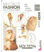 McCall&#39;s 6420 Fashion Accessories: Hat, Headwrap, Tie, Scarf, Belt, Bag ... - $11.47