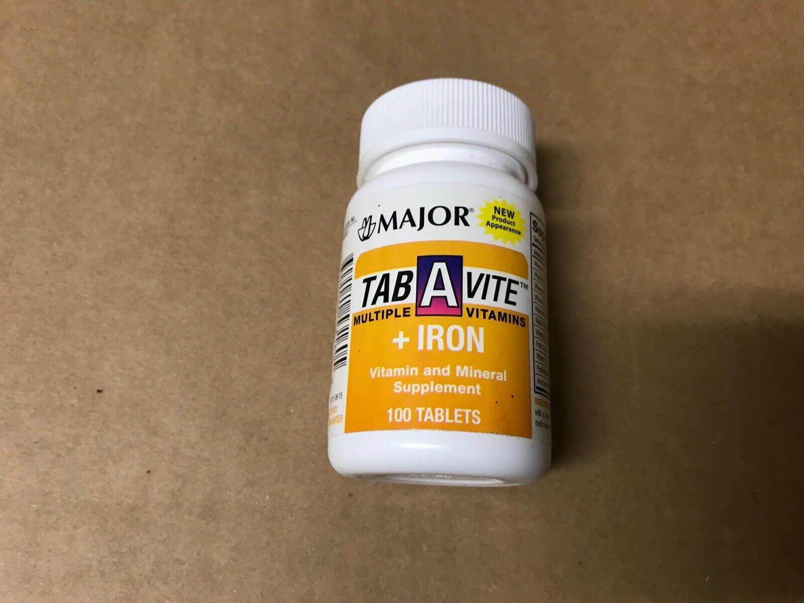 Major TabAVite Multivitamin with Iron Tablets 100 Count Each EXP 08/
