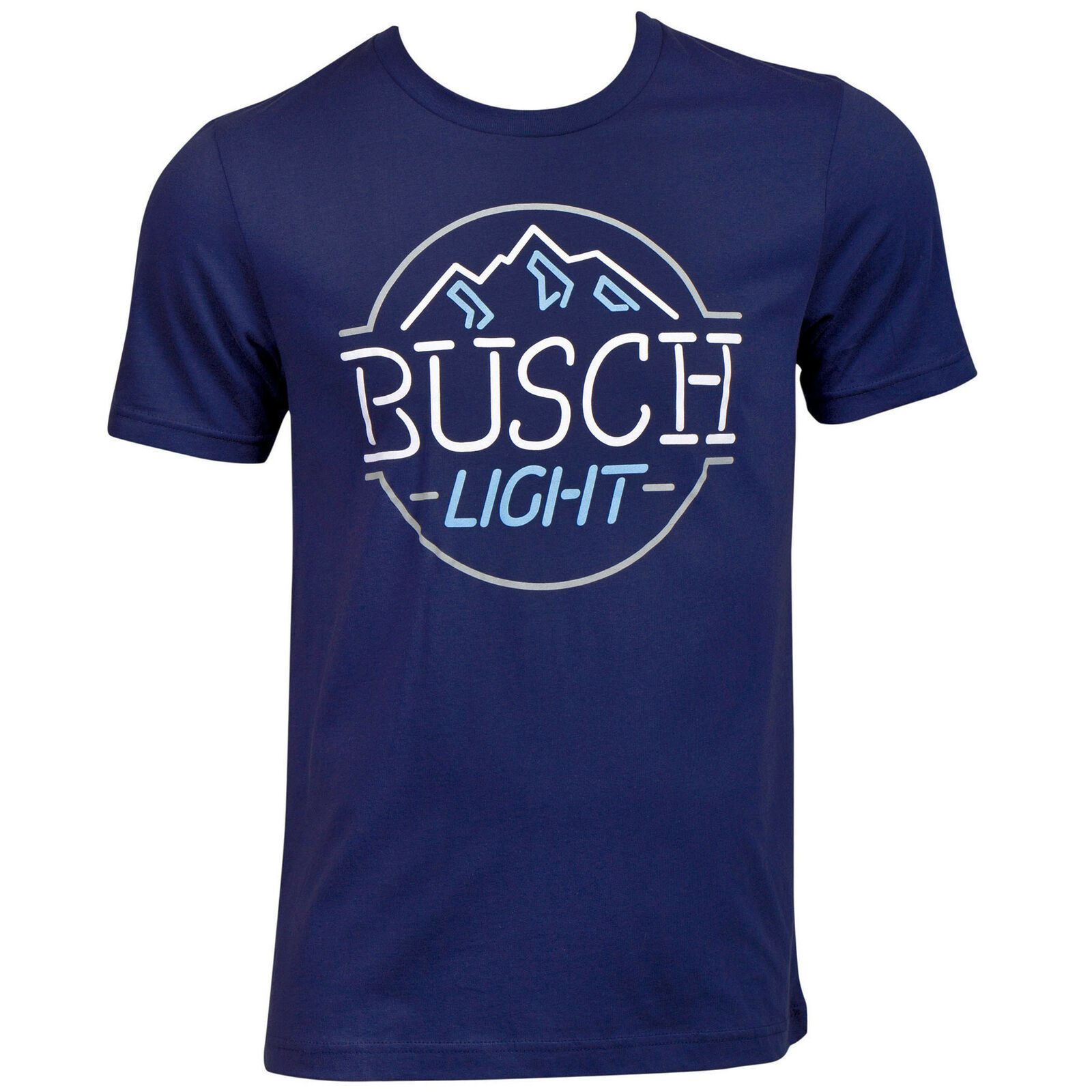 Busch Light Mountain Logo Neon Sign T-Shirt Blue - T-Shirts