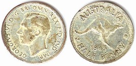 1943 George VI Australia Half Penny - $2.92