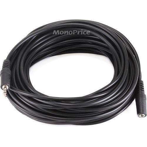 Monoprice 50ft 3.5mm Stereo Plug-Jack M-F Cable - Black