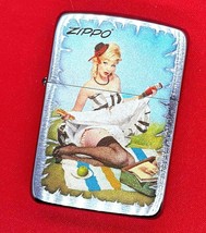Picnic Girl 1941 Replica - Authentic Zippo Lighter Brushed Chrome 80586 - $29.99