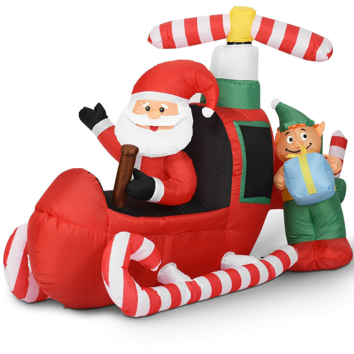 Christmas Air Blown Inflatable Santa Animated Helicopter Yard Decor