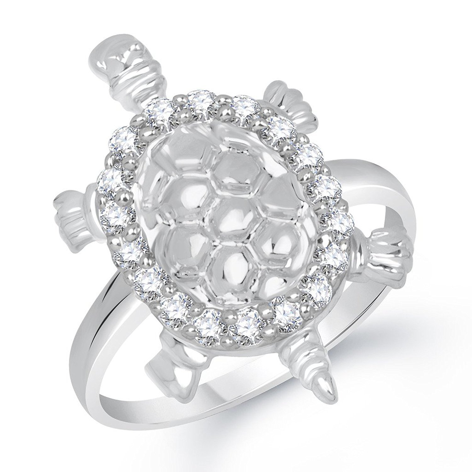Lovely 14K White Gold Over Silver Lab Diamond Tortoise Fashion Ring For Men's