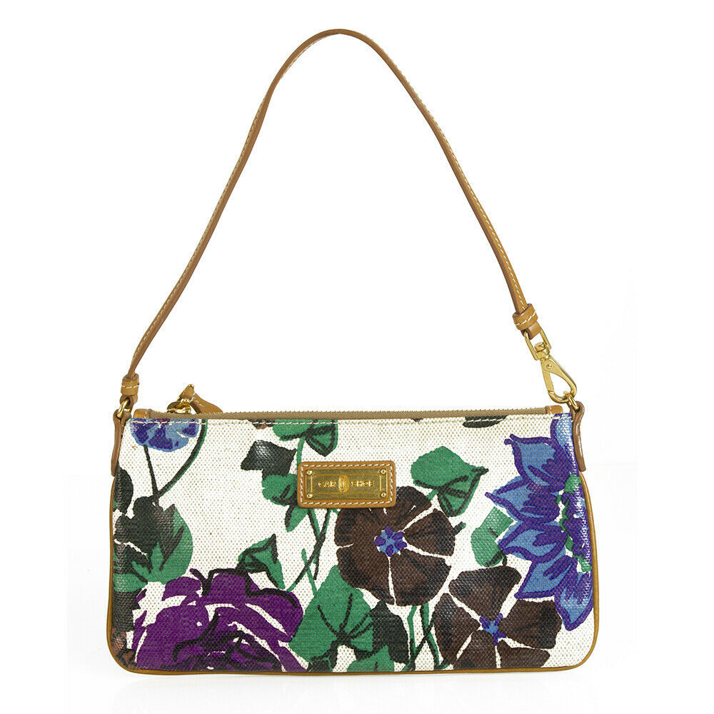 Primary image for Car Shoe Multicolor Floral print Canvas Clutch Bag Handbag Zip Top Pochette