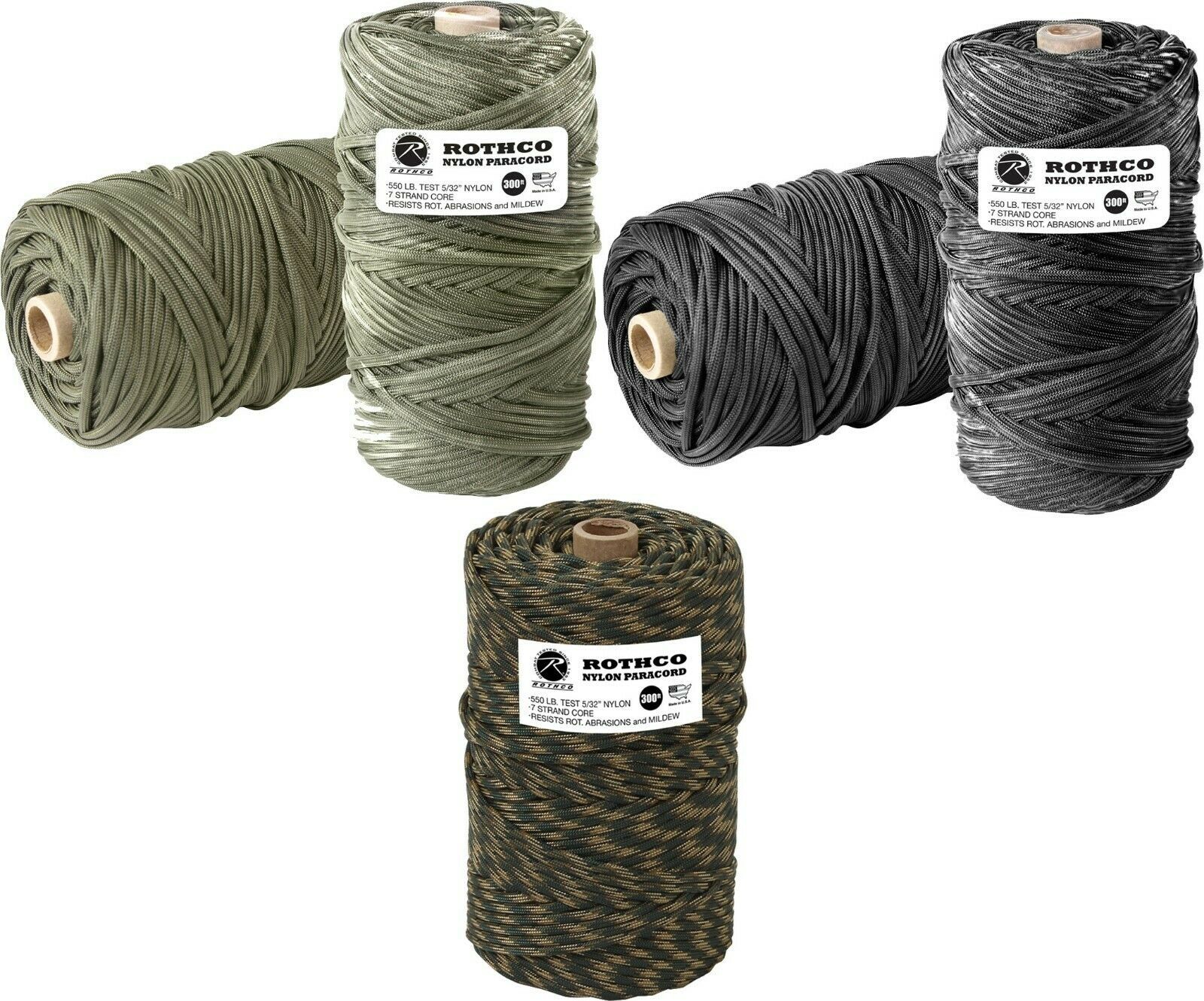 550LB Type III Military 100 Nylon Paracord Cord Rope 300 Feet Tube