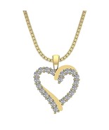  14k Yellow Gold Finish 0.30 Carat Round Cut Diamond Heart Pendant 925 S... - $89.99