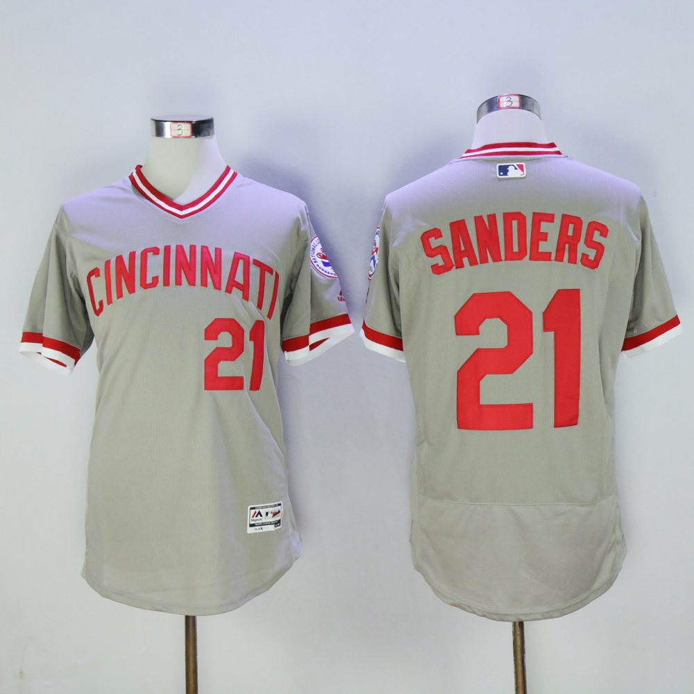 Men's Cincinnati Reds 21 Deion Sanders Jersey Flexbase