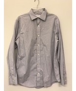Mens Banana Republic Dress Shirt LARGE 16-16 1/2 Gray Stripes Cotton Lon... - $11.88