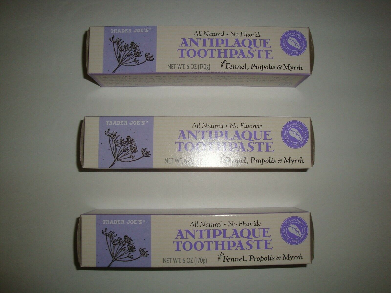 Trader Joe's Antiplaque Toothpaste w/Fennel, Propolis & Myrrh 6 oz Each