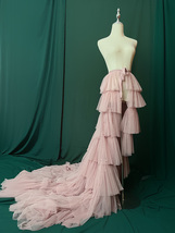 Blush Wedding Detachable Tulle Maxi Skirt Wedding Photo Long Tiered Tulle Skirt  image 4