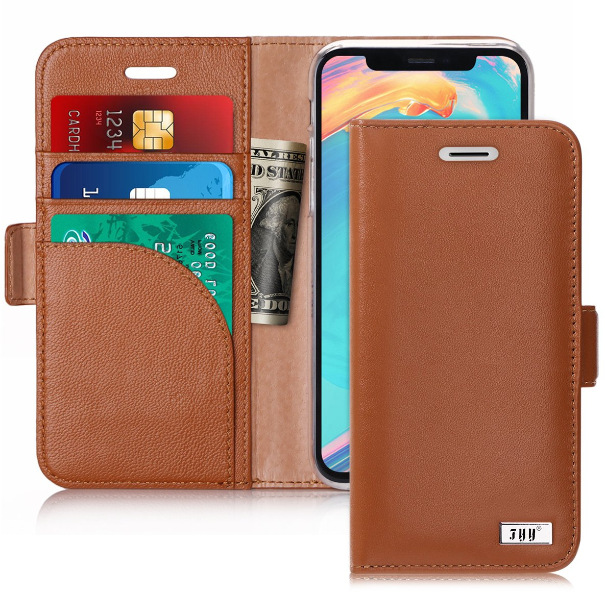 FYY[Genuine Leather] Wallet Case for iPhone Xs (5.8') 2018/iPhone X/10