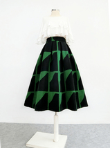 Women Vintage Inspired Red Black Midi Party Skirt Wool-blend Pleated Party Skirt image 9