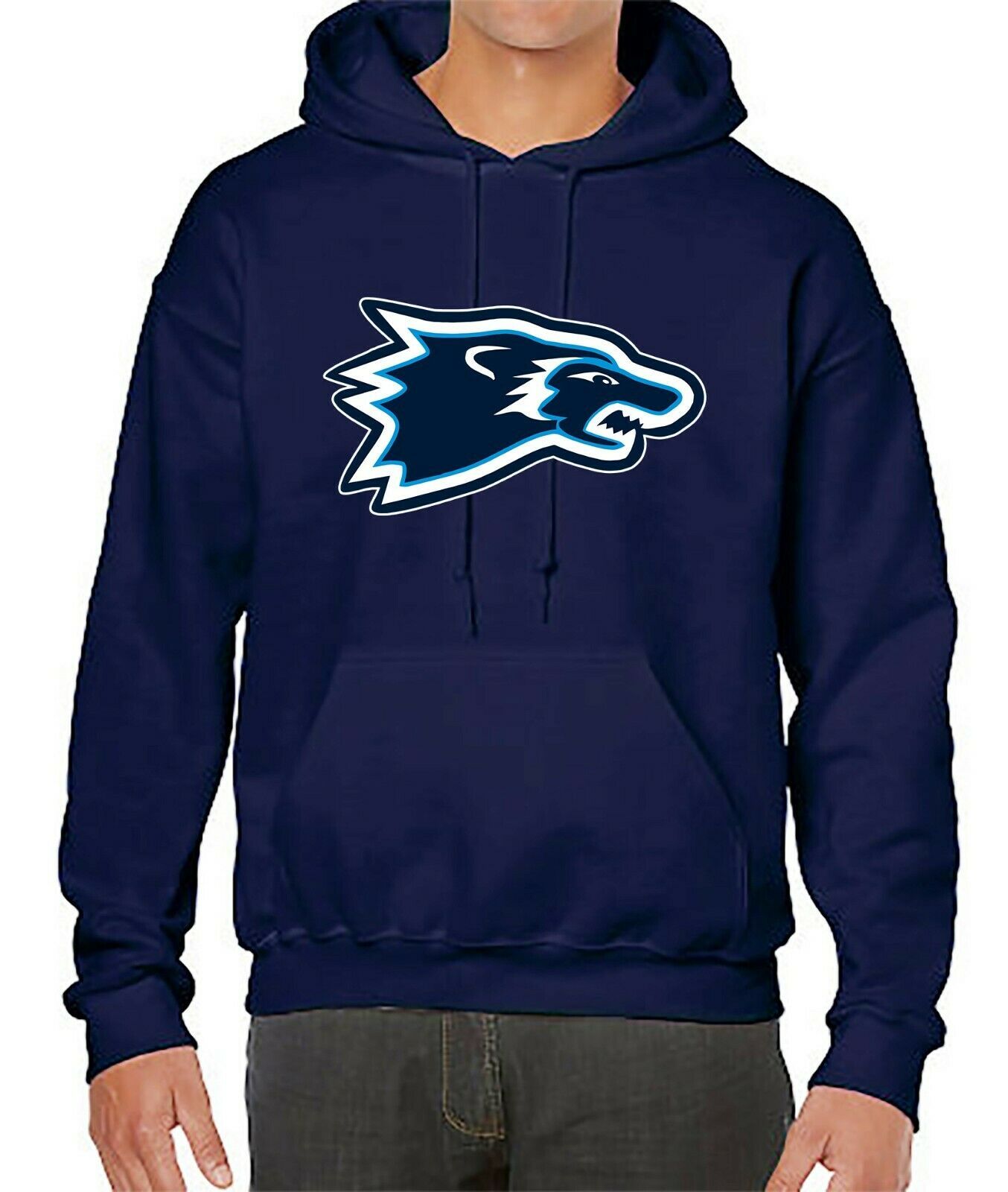 university blue and black hoodie