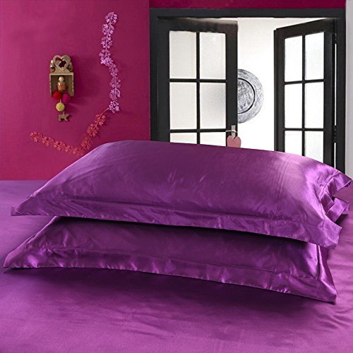 Colorful Mart Purple Silk Pillowcase, Include 2 Standard Pillowcases