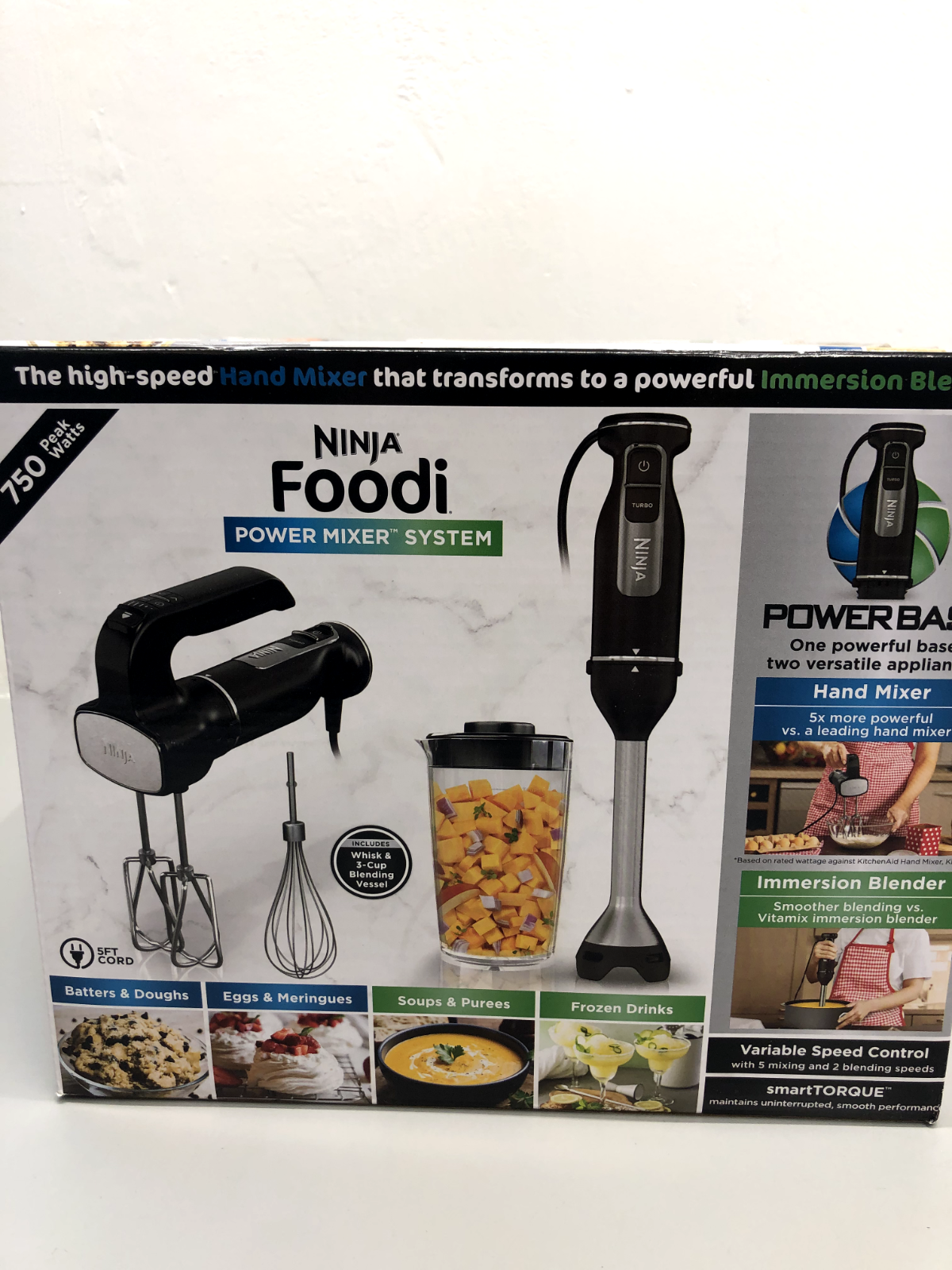 Ninja Foodi Power Mixer System, Hand Mixer Immersion Blender 3Cup