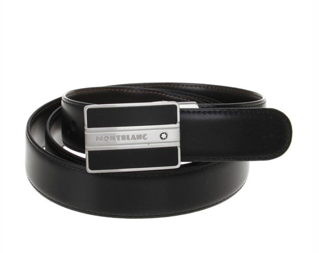 Montblanc 38156 Black & Brown Men's Classic Reversible Leather Belt - Belts