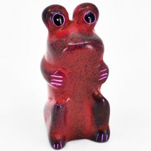 Hand Carved Soapstone Red & Black Mini Frog Sculpture Figurine Made in Kenya