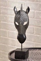 Zebra Mask Statue Table 15" High Silver Black Polyresin Africa Wild Animal
