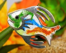 Vintage fish brooch pin taxco mexico enamel sterling silver jf signed thumb200