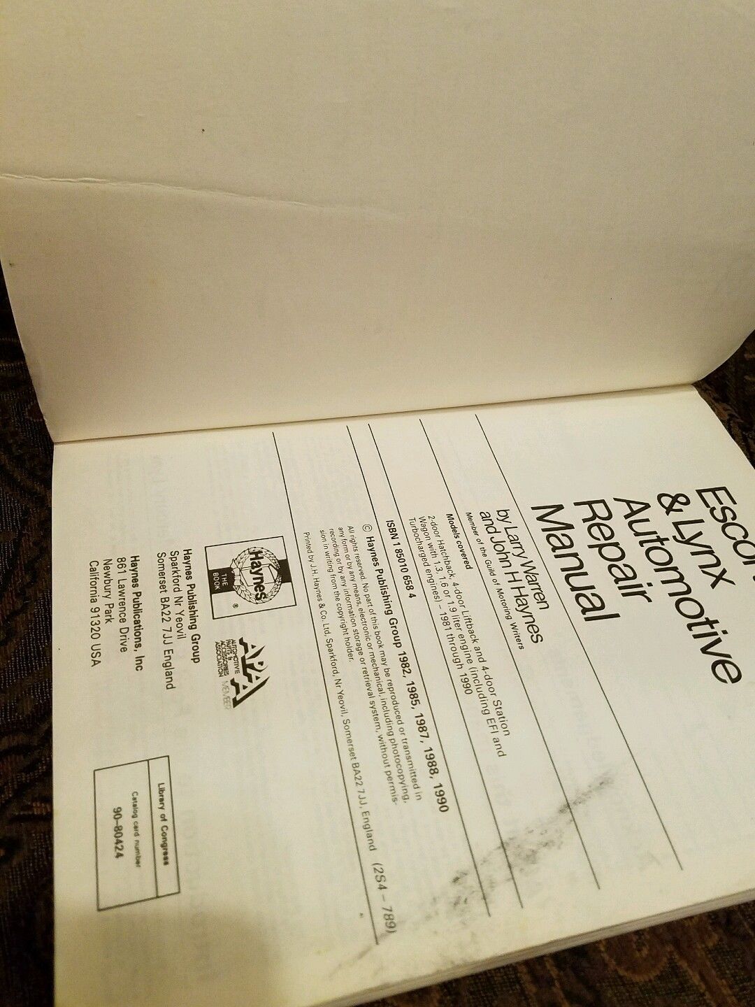 ... Ford Escort Mercury Lynx Automotive Repair Manual 1981-1990 Gasoline  Haynes ...