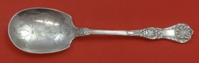 Primary image for King George by Gorham Sterling Berry Spoon Russian Style Hand Engraving 9 1/4"