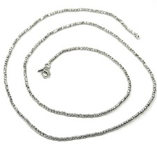 18K WHITE GOLD CHAIN FINELY WORKED SPHERES 1.5 MM DIAMOND CUT BALLS, 16", 40 CM image 1