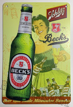 Beck's Beer Bottle Logo Wall Metal Sign plate Home decor 11.75" x 7.8" image 1