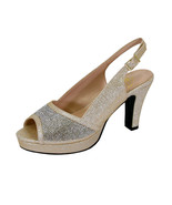 FLORAL Nadia Women Wide Width Rhinestone Studded Peep-Toe Platform Sling... - $69.95