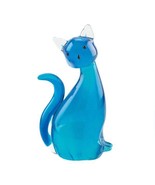 Accent Plus Art Glass Figurine - Blue Cat - $40.15