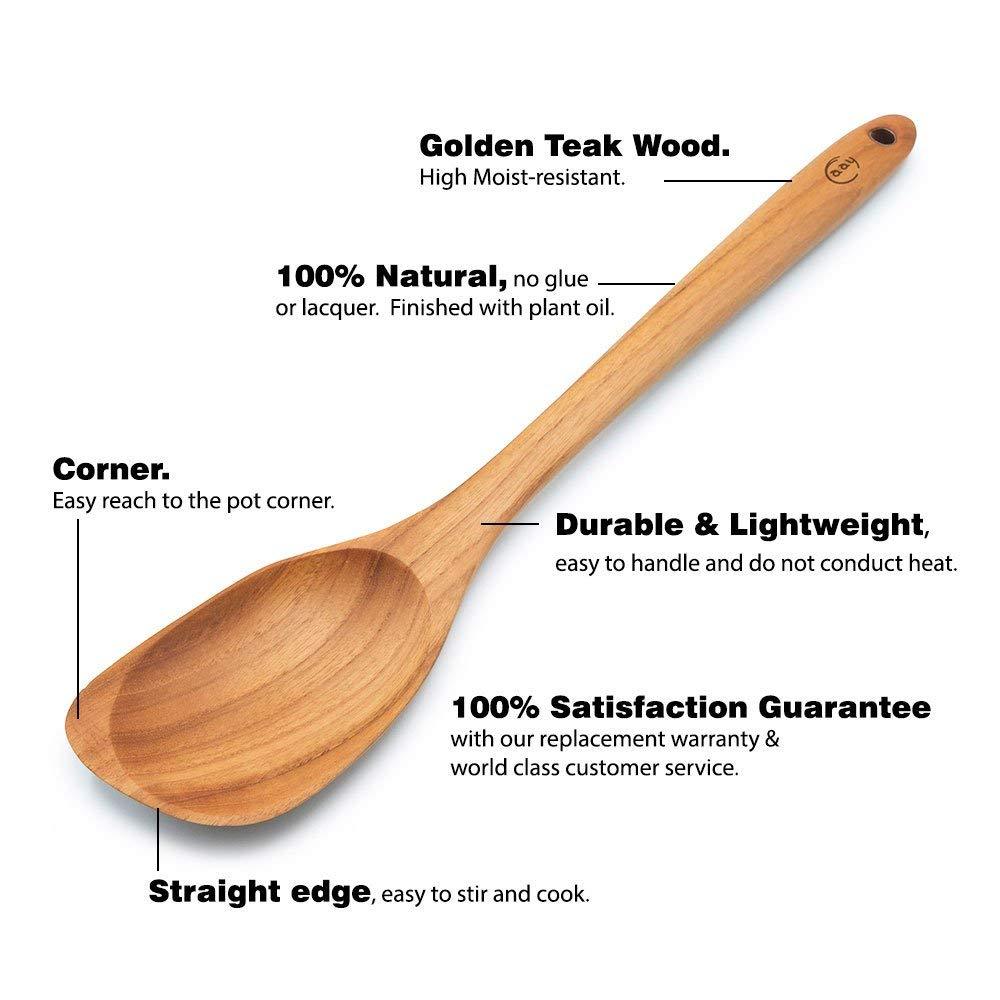 Corner Wooden Spoon, Scraper, FAAY Wood Spoon Handcraft from Teak