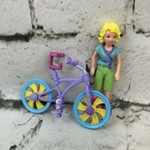 Polly Pocket Doll W Bicycle In Full Outfit Purple Blonde - $14.84