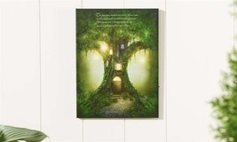 LED Tree House Canvas Print Wall Decor w Sentiment 12" x 16" H Timer Function  - $39.59