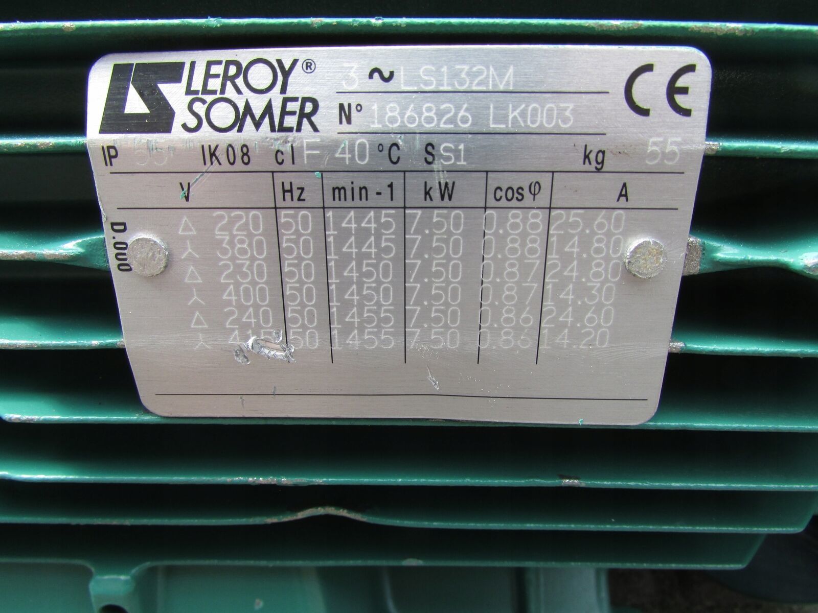 LEROY SOMER LS132M 7.5 kw 1445 rpm / 3400 General Purpose Motors