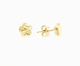 18K YELLOW GOLD EARRINGS WITH VERY SHINY FLOWER WORKED MADE IN ITALY 0.28 INCHES image 1