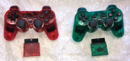 Wireless Shock Game Controller Lot for the Ps2 Transparent Red &amp; Green - $29.70