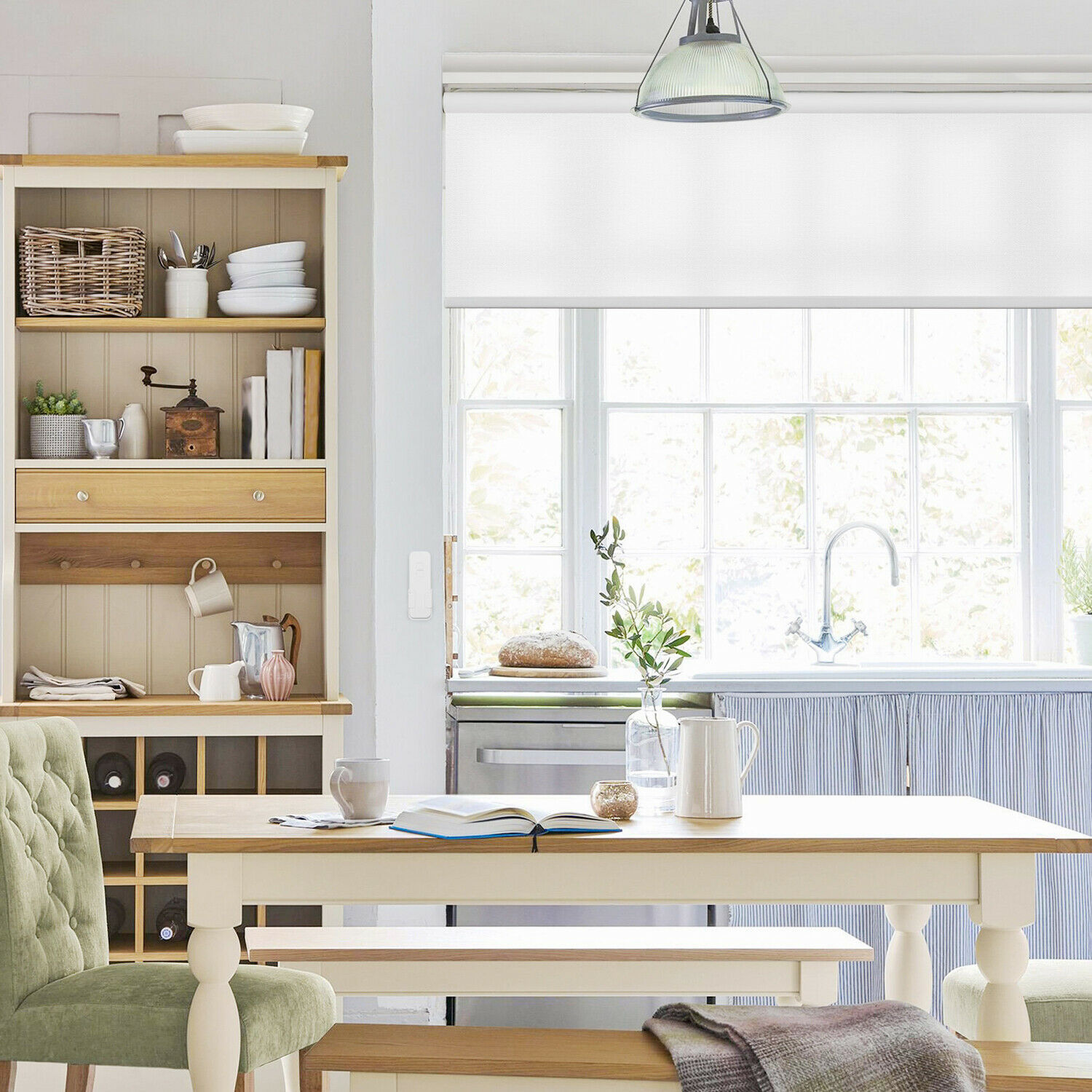 Room Darkening White Electric Window Blind Remote Control Roller Window Blinds Blinds & Shades