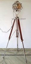 Hollywood Chrome Finish Wooden Tripod Floor Lamp Search Light For Living Room By