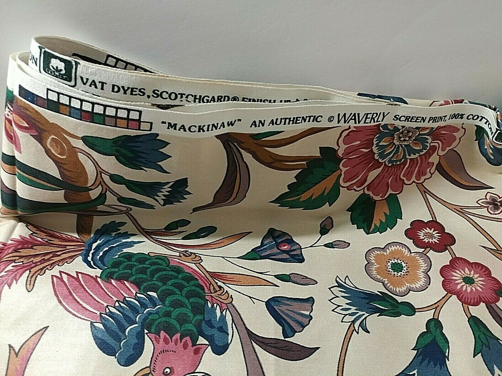 Floral Exotic Birds Fabric Upholstery Decor Waverly Mackinaw Cotton 53