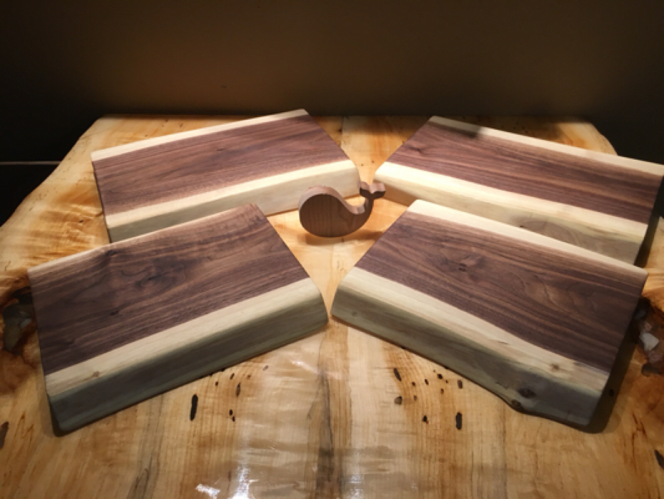 Live edge solid walnut cutting board small size 8-10" wide 12-13" long