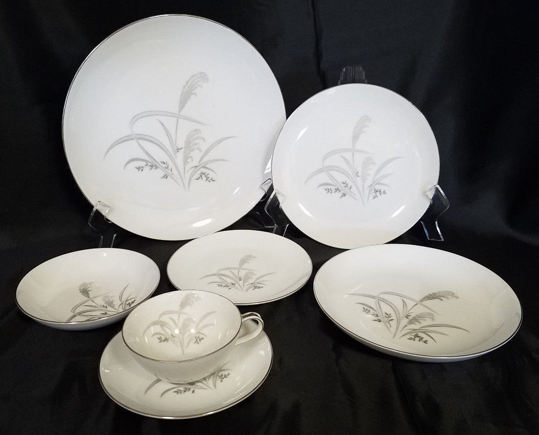 Vtg Wentworth China Silver Wheat Pattern, Set of 4 Place Settings, 28