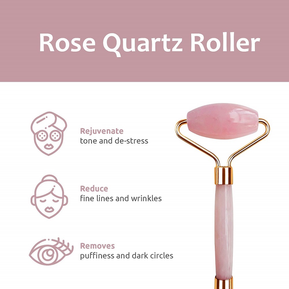 Rose Quartz Roller for Face by Tickled Skin Anti Aging Facial