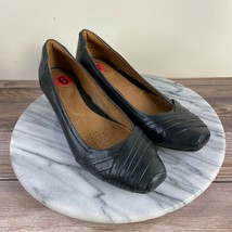 Clarks Artisan Ryla King Navy Leather Slip On Low Wedge Comfort Heels Womens 6 - $24.95