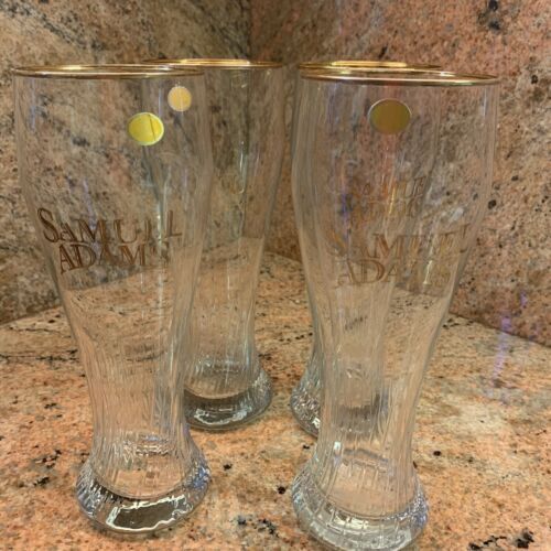 Samuel Sam Adams 4 Lager Beer Glass 18oz,  9” 18kt Gold Rim VTG Made In Germany - £29.58 GBP