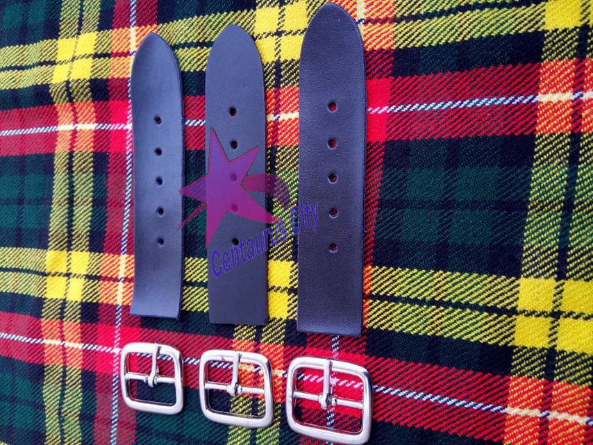 CC 3x Kilt Straps and Buckle 7" Genuine Leather Extender 1.25" wide