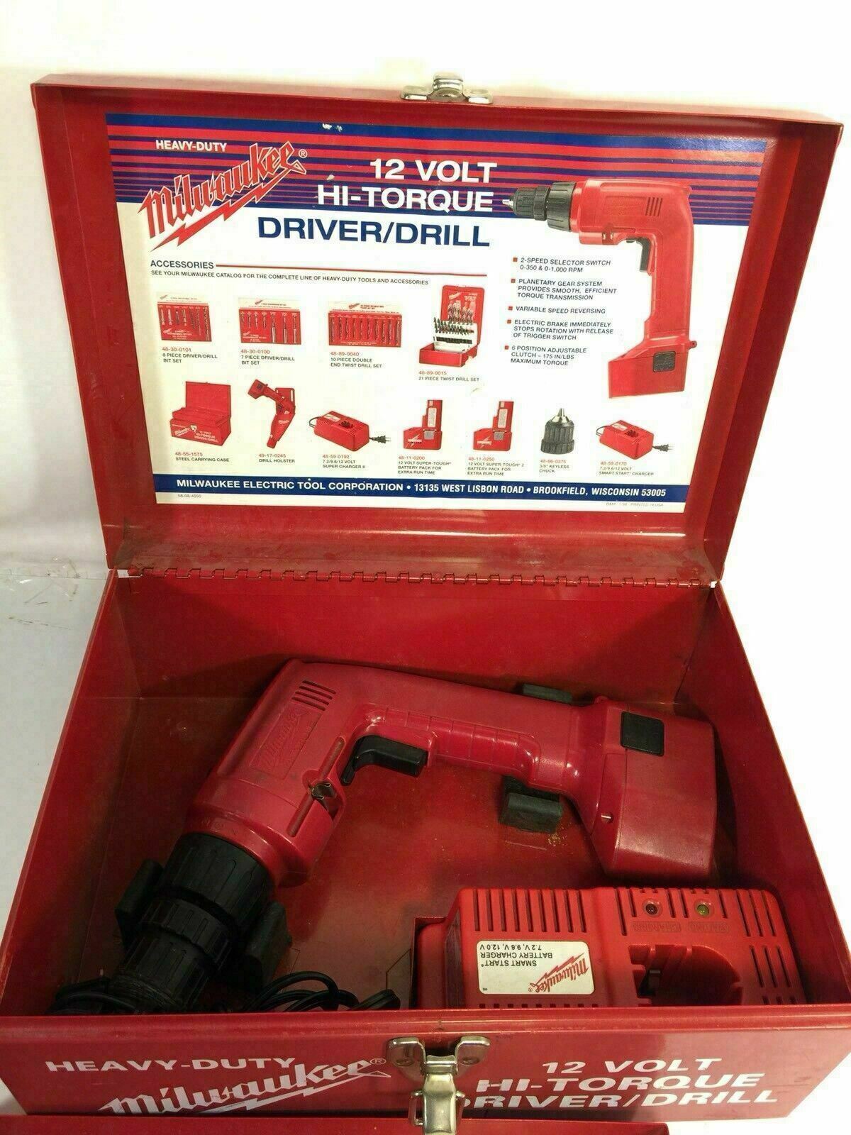 Milwaukee Heavy Duty 12 Volt Hi Torque Driver Drill Red Tool Box ...