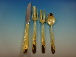 Rose Spray Gold by Easterling Sterling Silver Flatware Service 12 Set Vermeil - $3,600.00