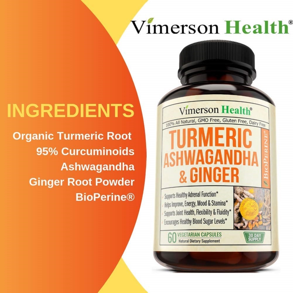 Turmeric Curcumin Ashwagandha Ginger Joint Pain Relief Healthy Blood