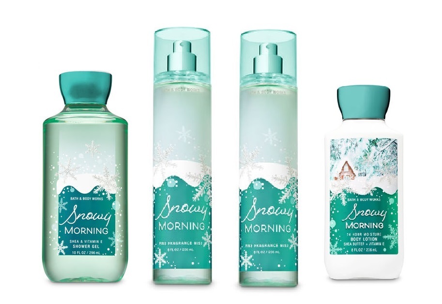 4 Piece Bath & Body Works Snowy Morning Set Lotion Shower Gel and